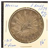 Mexico 1839 Silver Coin 8 Reals in dealer flip