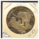 Liberia 1973 Silver Coin $5 in dealer flip
