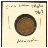 Civil War Token 1863 "Our Little Monitor/1863"