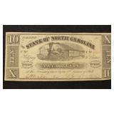 North Carolina Obsolete Banknote 1862 $10 Note wit