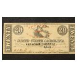 North Carolina Obsolete Banknote 1862 $20 Note, "