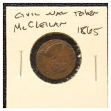 Civil War Token 1863 "General G. B. McClellan/Hor