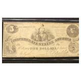 T-36 1861 $5 CSA Banknote with creases and small p