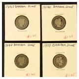 Barber Coins Group of 7 including 2 Halves, 1 Quar