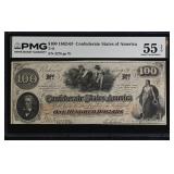 T-41 1862 $100 CSA Banknote with redemption stamps