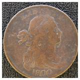 1800 Large Cent Circulated, cleaned, with light da