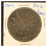 Mexico 1876 Silver Coin 8 Reals in dealer flip