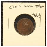 Civil War Token 1863 "First in War First in Peace