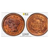 1857 Small Date Large Cent Graded Unc Details (Que