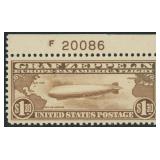 US Stamps #C14 Mint Regummed Zeppelin Airmail