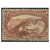 US Stamp #293 Used with horizontal creas CV $1,000