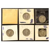 US Coins 12 Standing Liberty Quarters, circulated