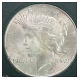 US Silver Coins 1924 Peace Silver Dollar Circulate