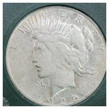 US Silver Coins 1925-S Peace Silver Dollar Circula