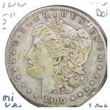US Silver Coins 1900-S Morgan Silver Dollar, semi-