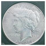 US Silver Coins 1934 Peace Silver Dollar Circulate