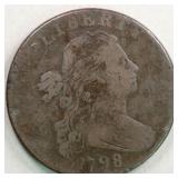 US Coins 1798 Large Cent, circulated with damage