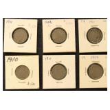 US Coins 9 Liberty "V" Nickels, circulated in deal