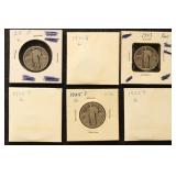 US Coins 12 Standing Liberty Quarters, circulated