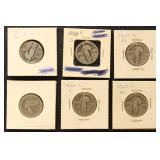 US Coins 12 Standing Liberty Quarters, circulated