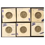 US Coins 12 Standing Liberty Quarters, circulated
