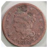 US Coins 1842 Small Date Braided Hair Large Cent F