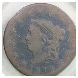 US Coins 1816 Large Cent, Full Liberty, Coronet He