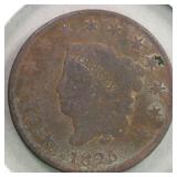 US Coins 1825 Coronet Large Cent Full Liberty, Low