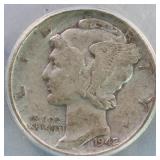 US Silver Coins 1942/1 Mercury Dime Graded F12 by