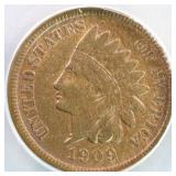 US Coins 1909-S Indian Head Cent Graded VF30 Detai