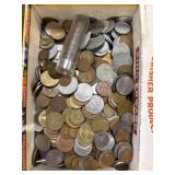 Worldwide Coins 7+ Pounds in Cigar Box, mostly 20t