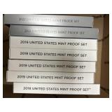 US Coins 7 Proof Sets from 2018 to 2022, with some