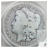 US Silver Coins 1904 Morgan Silver Dollar Circulat