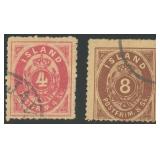 Iceland Stamps #2-3 Used w/ major faults CV $2,750