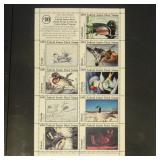 US Federal Junior Duck Stamps 1992 mini-pane of 10