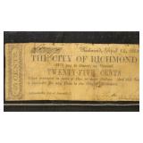 US Paper Money 1862 25 Cents City of Richmond