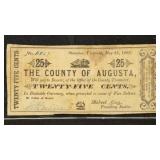 US Paper Money 1862 25 Cents Augusta County VA