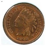 US Coins 1908 Indian Head Cent