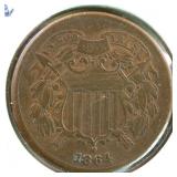 US Coins 1864 Two Cent Piece