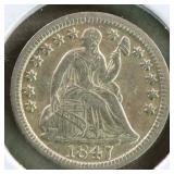 US Silver Coins 1847 Seated Liberty Half Dime