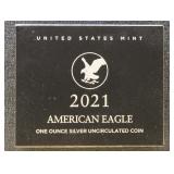 US Silver Coins 2021 American Silver Eagle 1 oz Un