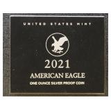 US Silver Coins 2021 American Silver Eagle 1 oz Pr