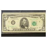 US Paper Money 5 x Misc date $5 Federal Reserve St