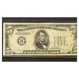 US Paper Money 1934-D $5 Federal Reserve Note / 19