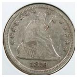 US Silver Coins 1876-CC Seated Liberty Quarter