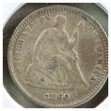 US Silver Coins 1860 Seated Liberty Half Dime