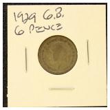 Great Britain 1929 Silver Coin 6 Pence in dealer f