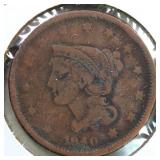 US Coins 1840 Liberty Large Cent