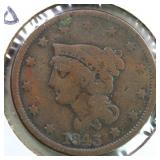 US Coins 1843 Liberty Large Cent
