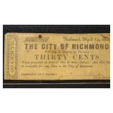 US Paper Money 1862 30 Cents City of Richmond